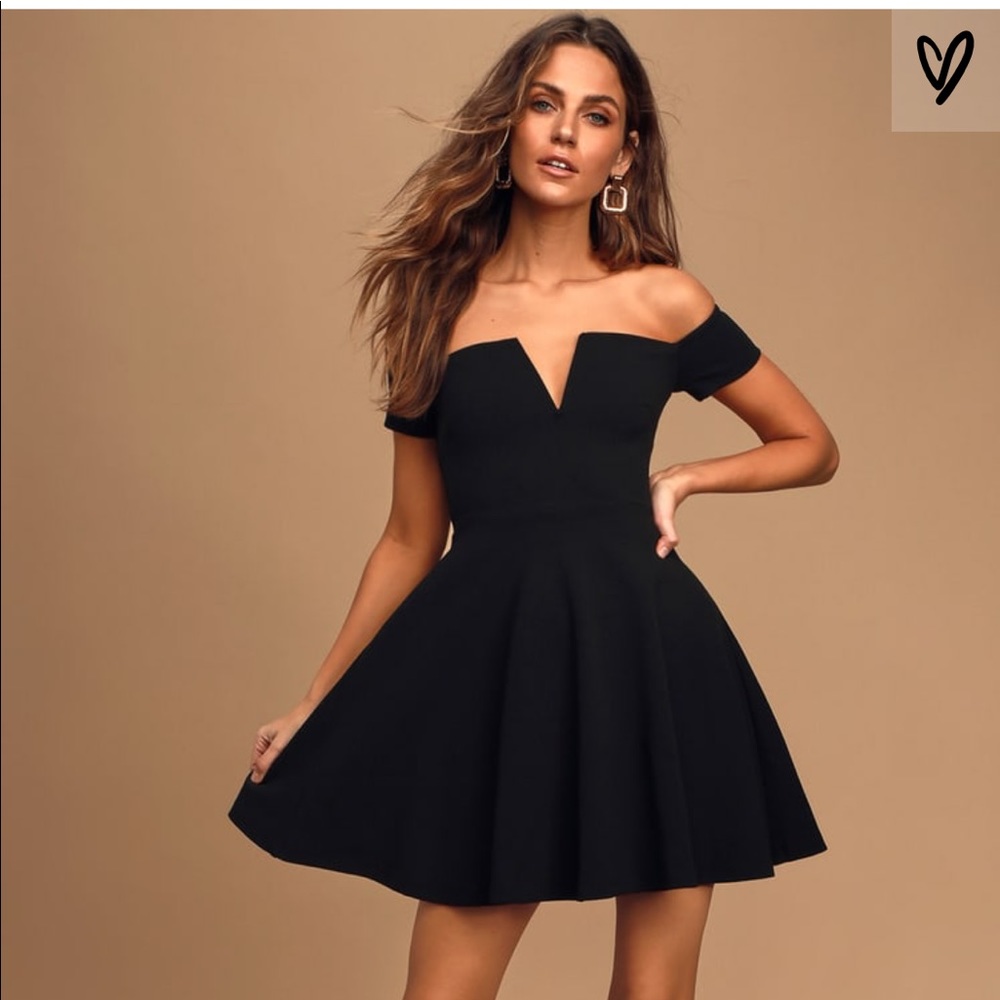Lulu’s little black dress off the shoulder LBD
